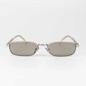 Prada Women Sunglasses Silver Brown Rectangle PRB54S 1BC30P NEW AUTHENTIC